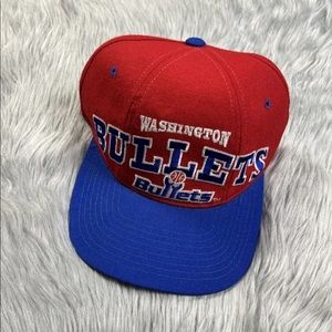 Vintage 90s Washington Bullets Starter Red Snapback Hat NBA Red Blue Wool